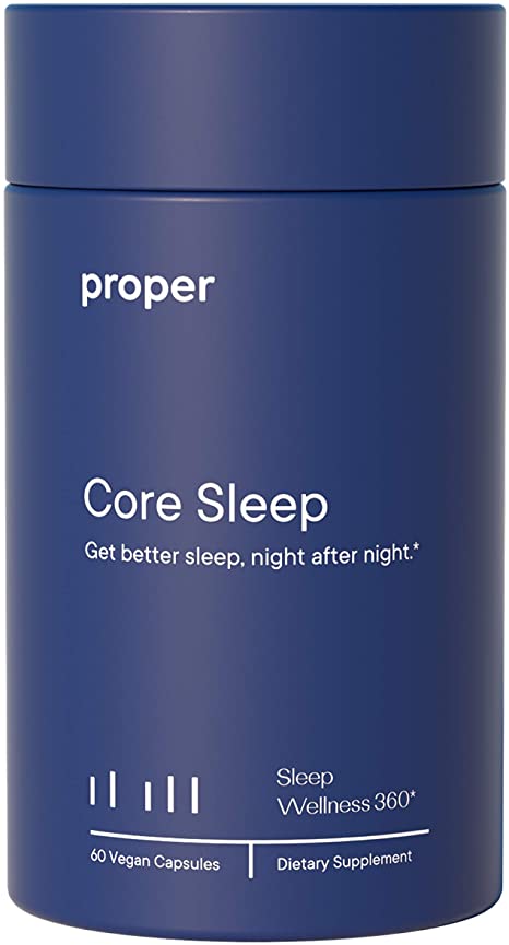 Proper Core Sleep - Natural Healthy Sleep Solution and Sleep Aid for A Full Night of Restful Sleep - 60 Vegan Capsules, No Melatonin, Non-GMO, Sugar-Free