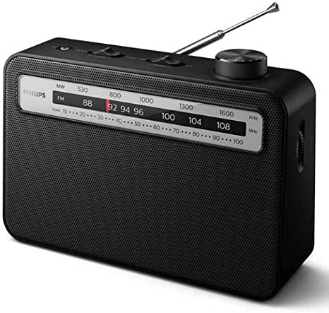 Philips AM FM Portable Radio 2000 Series with Speaker, AC Or Battery Powered Radio for Travel with 3.5mm Headphone Jack And Frequency Tuner, Compact Travel Radio for Home, Outdoors, Telescopic Antenna