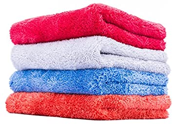The Rag Company Super Plush Korean Microfiber Eagle Edgeless 500gsm 16 in. x 16 in. Detailing Towels (4-Pack) Multi Color Mix