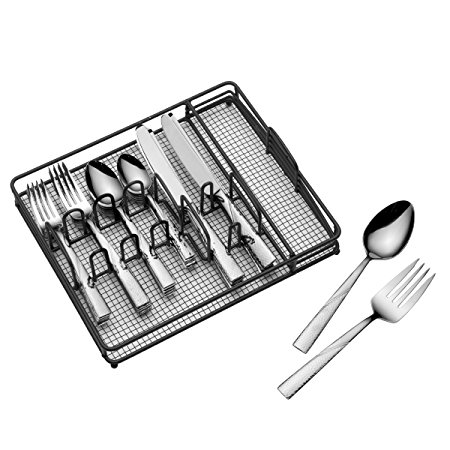 Gourmet Basics by Mikasa Barletta 42-Piece Stainless Steel Flatware Set with Wire Caddy, Service for 8