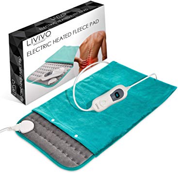 LIVIVO Electric Heated Fleece Pad with Washable Fleece Cover, Detachable Digital Controller, 3 Temperature Settings | for Back Neck Abdominal & Body Pain Ideal for Relief Stiff Joint & Muscle Pain