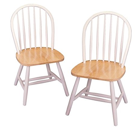 Winsome Wood Windsor Chair in Natural and White Finish, Set of 2