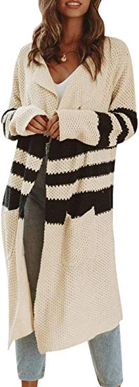 Simplee Women's Casual Open Front Long Sleeve Knit Cardigan Sweater Coat with Pockets