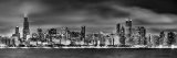 Chicago Skyline NIGHT Black and White BampW BW 12 inches x 36 inches UNFRAMED Photographic Panorama Print Photo Picture Standard Size