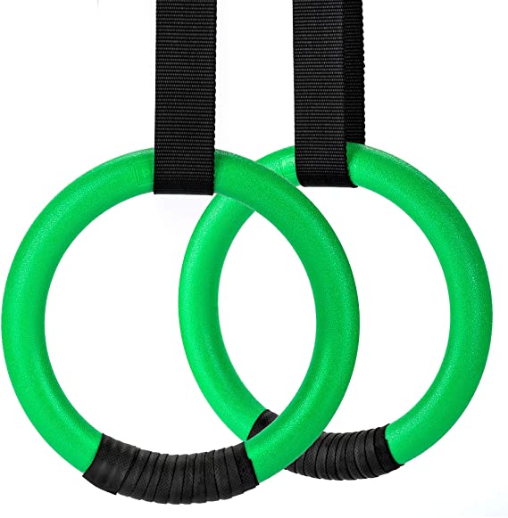 PACEARTH Gymnastic Rings 1100lbs Capacity with 14.76ft Adjustable Buckle Straps Pull Up Exercise Rings Non-Slip Rings for Home Gym Full Body Workout