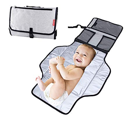 Obecome Baby Changing Pad,Portable Diaper Changing Pad with Head Pillow,Waterproof Foldable Baby Travel Changing Mat Station for Toddlers Infants and Newborns