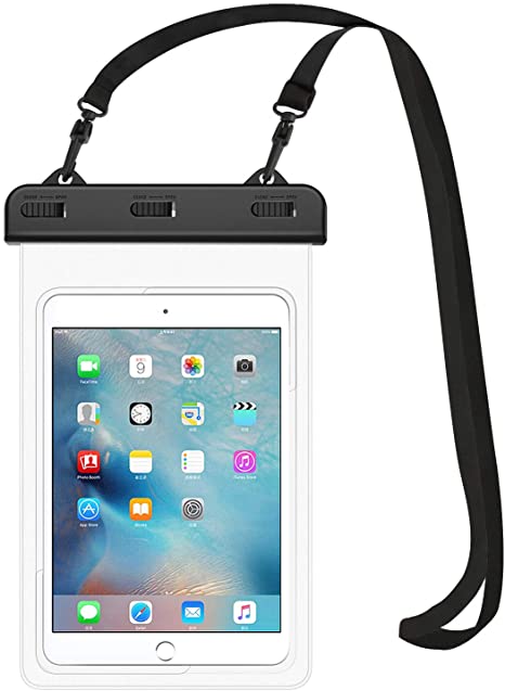 MoKo Universal Waterproof Case, Tablet Dry Bag Pouch for iPad Mini 6 2021, iPad mini 5/4/3/2/1, Galaxy Tab A 8.0/8.4, Tab A7 Lite 8.7, Tab E 8.0, HUAWEI MatePad M5/T8 & More Up to 8.3" - Clear