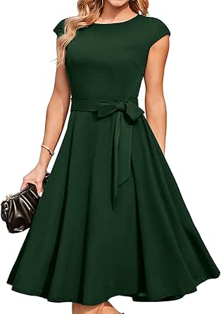 DRESSTELLS Cocktail Dress, Formal Wedding Guest Dresses for Women 2024 Summer Vintage Party Dress Homecoming&Prom