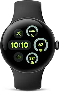 Google Pixel Watch 3 (41mm) Latest Model - Android Smartwatch, Heart Rate Tracking, Fitbit Advanced Running, Fitness Insights, 24-Hour Battery - Matte Black Aluminum Case - Obsidian Band - LTE