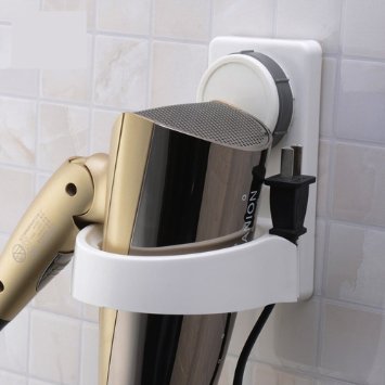 theBathMart Rotating Wall Mounted Lock Suction Cup Hair Dryer Holder
