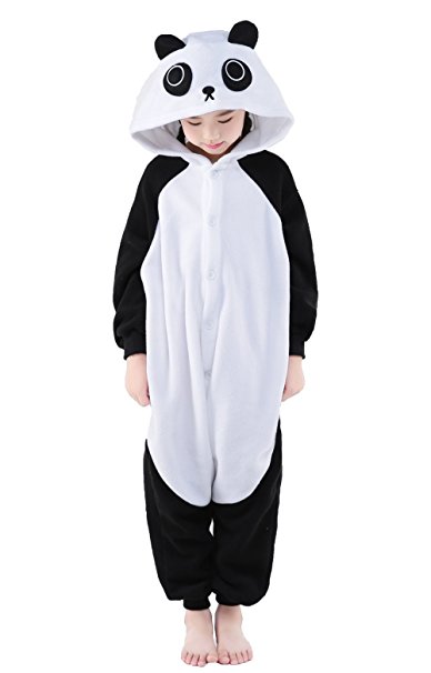 Newcosplay Unisex Children Panda Pyjamas Halloween Kids Onesie Costume