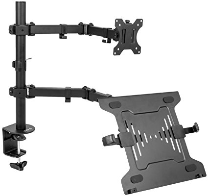 VIVO Full Motion Monitor   Laptop Desk Mount Articulating Double Center Arm Joint VESA Stand | Fits 13" to 32" Screen (STAND-V102C)