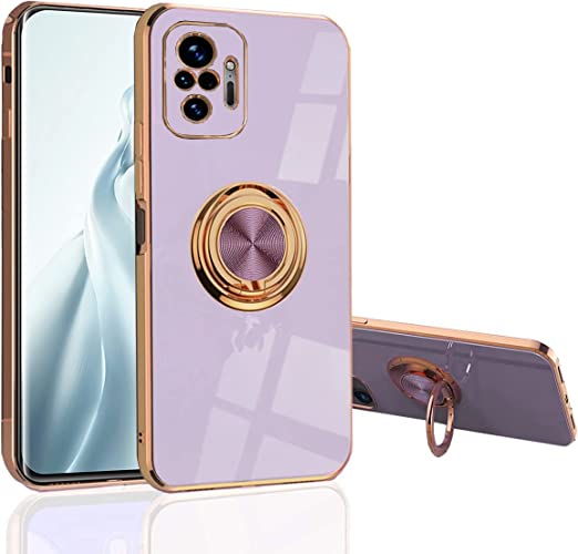 Redmi Note 10 Pro Case, [360° Kickstand] Support Magnetic Car Mount [Electroplating Technology] Slim Protection Cover Compatible with Xiaomi Redmi Note10 Pro (Redmi Note10 Pro, Purple)