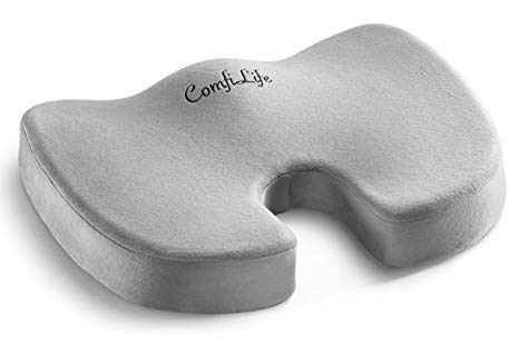 ComfiLife Coccyx Orthopedic Memory Foam Seat Cushion - For Back Pain Relief, Tailbone Support, Sciatica, Healthy Posture, Office Chair, Car Seat, Travel, Driving, Wheelchair and More