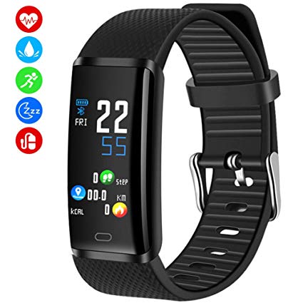 MINLUK Fitness Tracker, Activity Tracker with Pedometer Blood Pressure Heart Rate Monitor IP67 Waterproof Wristbands, Calorie Counter Watch, Sleep Monitor, Calls/SNS/SMS Remind for Men Women