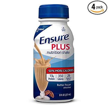 Ensure Plus Nutrition Shake with 13 grams of high-quality protein, Meal Replacement Shakes, Butter Pecan, 8 fl oz, 24 count