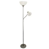 Simple Designs LF2000-SLV Floor Lamp with Reading Light Silver