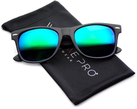 Polarized Flat Mirrored Reflective Revo Color Lens Large Horn Rimmed Style Sunglasses
