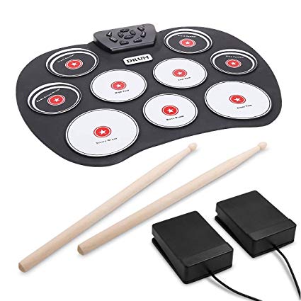 Portable Electronic Drum, VAlinks 9 Keys Electronic Drum Set Pad Foldable Roll Up Drum Practice Best Birthday Christmas Gift for Kids