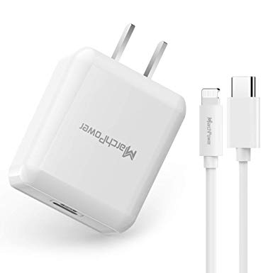 iPhone Fast Charger Wall Plug 18W Type C Power Adapter Charger with USB C to Lightning Cable 6ft MFi Certified Quick Charging Syncing Cord Compatible with iPhone X/XS/XR/XS Max/8/8 Plus