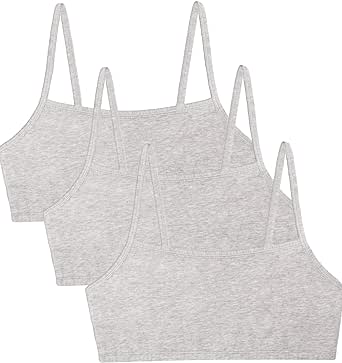 Fruit of the Loom Women's Spaghetti Strap Cotton Pull Over 3 Pack Sports Bra in Fashion Colors