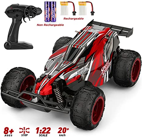 Remote Control Car,2.4 GHZ High Speed Racing Car Include 2 Rechargeable Batteries,All Terrain Waterproof Electronic RC Truck,Toy Car for 5 6 7 8 9-16 Year old Boys Teens Adults