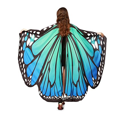 2017 New Womens Halloween Butterfly Wings Shawl Cape Scarf Fairy Poncho Shawl Wrap Costume Accessory