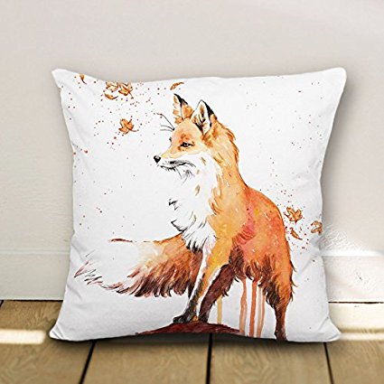 wendana Canvas Fox Throw Pillow Covers Decorative 18 x 18 Throw Pillow Case Cushion Covers for Living Room