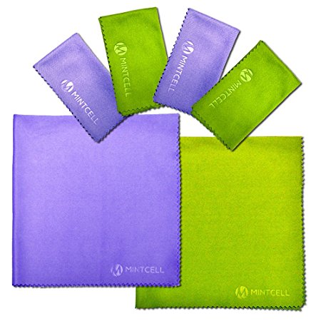 MintCell Premium Microfiber Cleaning Cloth 6-Pack (2pcs 12"X12", 4pcs 7"x6") For Cell Phone, Tablets, Laptop, LCD TV Screens, Glasses, Camera, and Any Other Delicate Lenses and Devices