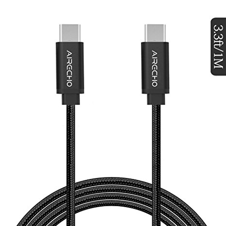 USB-C to USB-C Cable, Airecho 10Gbps USB C to USB C 3.1 Gen 2 ( 3.3ft / 1m) Nylon Braided Fast Sync Charging Cord for MacBook Pro, Chromebook Pixel, Samsung Galaxy S8 S8  and more - Black