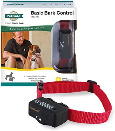 PetSafe Basic Bark Control Collar for Dogs 8 lb. and Up, Anti-Bark Training Device, Waterproof, Static Correction, Canine