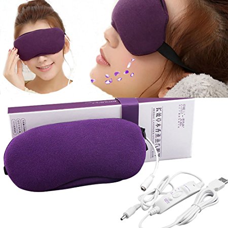 Sleep Mask,Eye Mask,Carer Lavender Steam Warm Heating Sleeping Mask with Adjustable Temperature and Timing ,Dark Circles Removal Dry Eyes Relax (Purple)