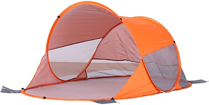 Outsunny 1-2 Person Pop up Beach Tent Hiking UV 30  Protection Patio Sun Shade Shelter Portable Automatic - Orange