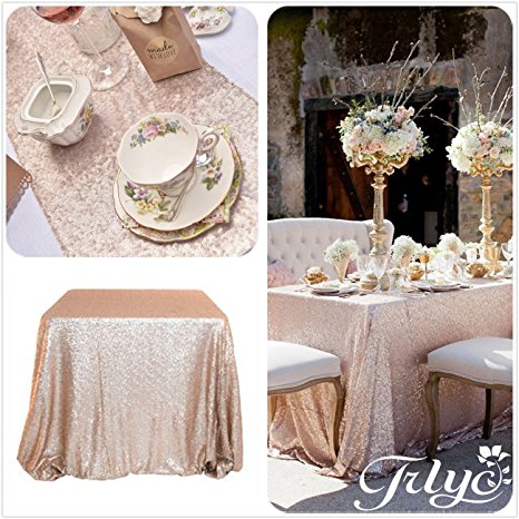 Champagne Sequin Table Runner 12" x 108" Sequin TableCloth Wholesale Sequin Table Cloths Sequin Linens