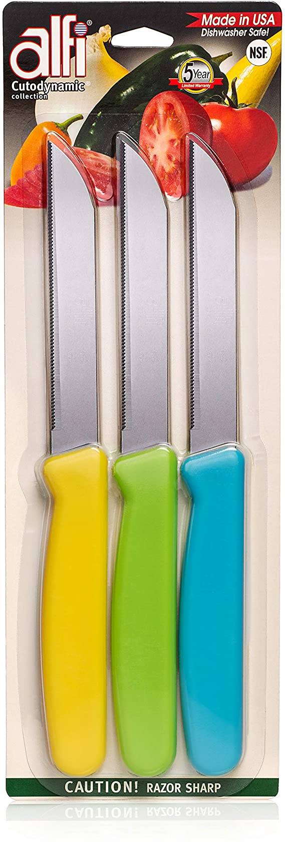 Alfi All-purpose Knives Aerospace Precision Pointed-tip - Made in USA (Multi-Color, 3)