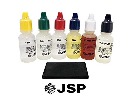 JSP Gold, Silver, and Platinum Testing Acid Solutions Kit With Test Stone