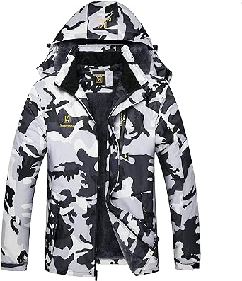 Keevoom Men's Waterproof Ski Jacket Winter Warm Snow Coat Windproof Mountain Raincoat Snowboarding Hooded Jackets for Mens