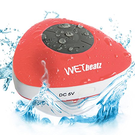 WETbeatz Edge Waterproof Bluetooth Speaker, IPX4 Rating, Speakerphone with Built-in Mic, and Dedicated Suction Cup for Car, Beach, Pool and Outdoor Use - Pink