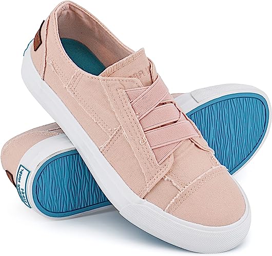 JENN ARDOR Womens Canvas Sneakers Fashion Shoes Low Top Unlaced Slip on Canvas Casual Shoes