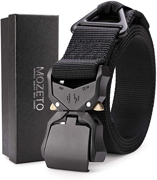 MOZETO Tactical Belt, Military Style 1.5 Inches Durable Nylon Web Belt with Quick-Release Heavy-Duty Metal Buckle Rigger Cobra Belt