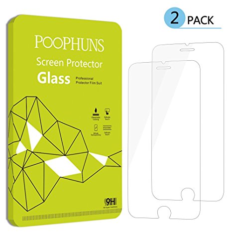 iPhone 7 Plus Screen Protector, POOPHUNS 2-pack Tempered Glass Screen Protector for iPhone 7 Plus 5.5'', 9H Scratch Screen Protector, High Definition, 3D Touch Compatible, Easy Installation