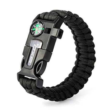 OXA Survival Paracord Bracelet, Emergency Outdoor Paracord Survival Bracelet with Multi Tool - Embedded Compass, Fire Starter, Emergency Knife, Whistle, Rescue Rope for Hiking Traveling