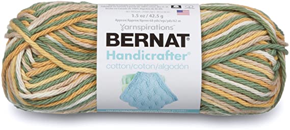 Bernat Handicrafter Cotton Ombre Yarn, 1.5 oz, Gauge 4 Medium, 100% Cotton, Country Sage Ombre