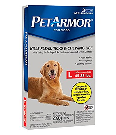 PetArmor Squeeze on Flea and Tick Repellent for Dogs, 45 to 88-Pounds, 3 Count