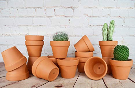 My Urban Crafts 16 Pcs Small Terracotta Pots 2.5 x 3 inch Mini Flower Clay Pots with Drainage Hole Ceramic Pottery Nursery Terra Cotta Planter for Succulent Cactus Plants, Wedding Bridal Party Favors
