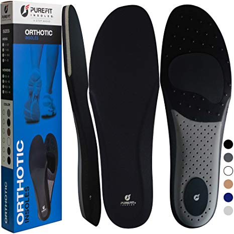Arch Support Insoles for Men Women, PureFit Plantar Fasciitis Memory Foam Shoe Inserts, Orthotic Insoles Relieve Flat Feet Pain, Running Athletic Work Boot Pad, Like Walking on a Cloud (Black, S)