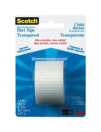 Scotch Transparent High Performance Duct Tape, Clear, 1.5-Inch by 5-Yard