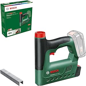 Bosch 18V Cordless Electric Tacker Stapler Nailer Without Battery, Includes 1000 Staples, Woodworking, DIY (UniversalTacker 18V-14)