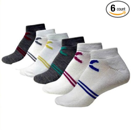 Womens No Show Running Socks (6-Pack), Mixed Colors, Made in the USA, 9-11
