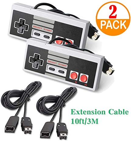 2 Pack NES Classic Edition/ Mini Controller For Replacement, With Extended 3m/ 10ft Cable